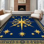 Golden Stars On Deep Blue Rug