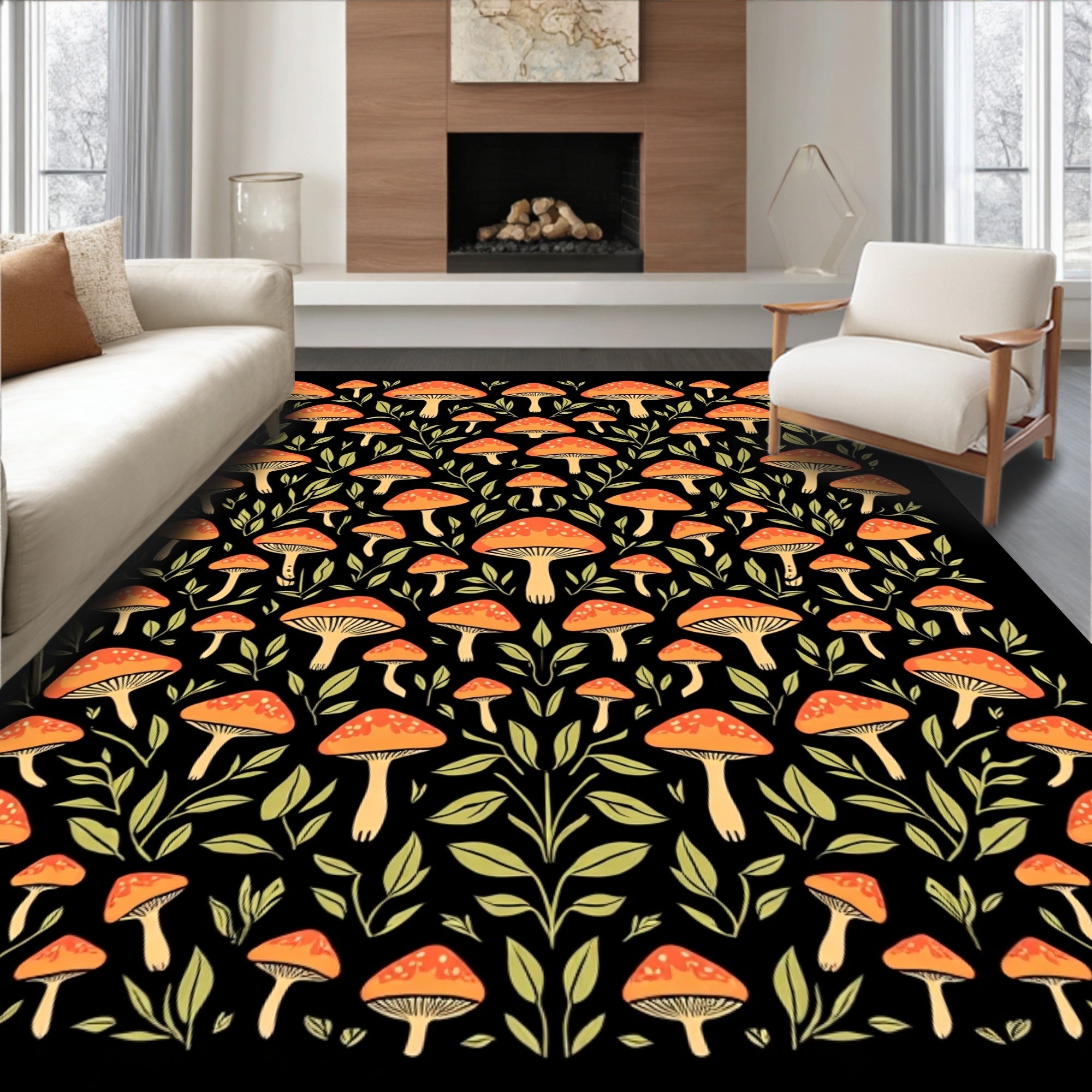 Mushroom Woodland Pattern Rug