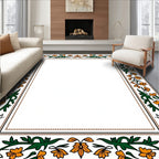 Ornate Floral Vine Border Design Rug