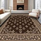 Ornate Scroll Floral Patterned Rug