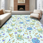 Whimsical Floral Pattern With Blue Accents Rug