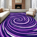 Violet White Swirl Pattern Area Rug