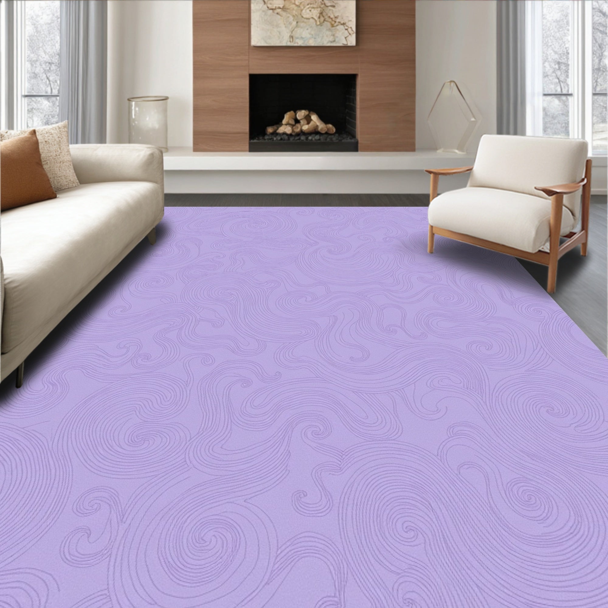 Lavender Swirl Pattern Design Rug