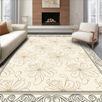 Elegant Floral Bordered Cream Rug