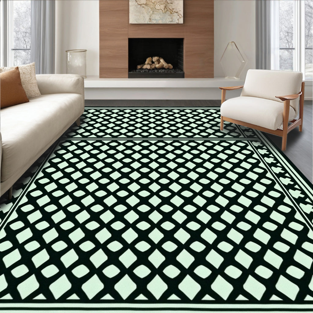 Geometric Lattice Patterned Rug
