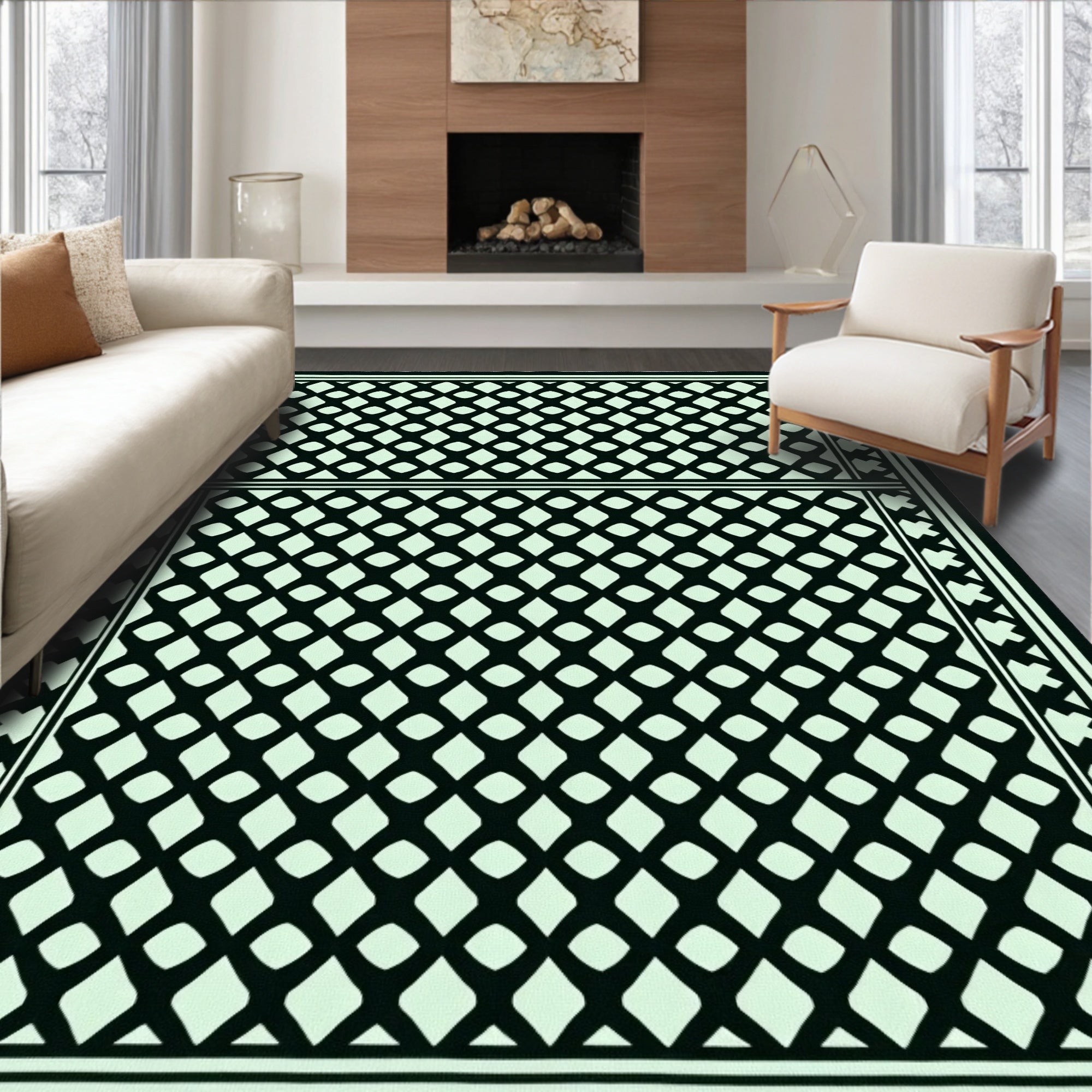 Geometric Lattice Patterned Rug
