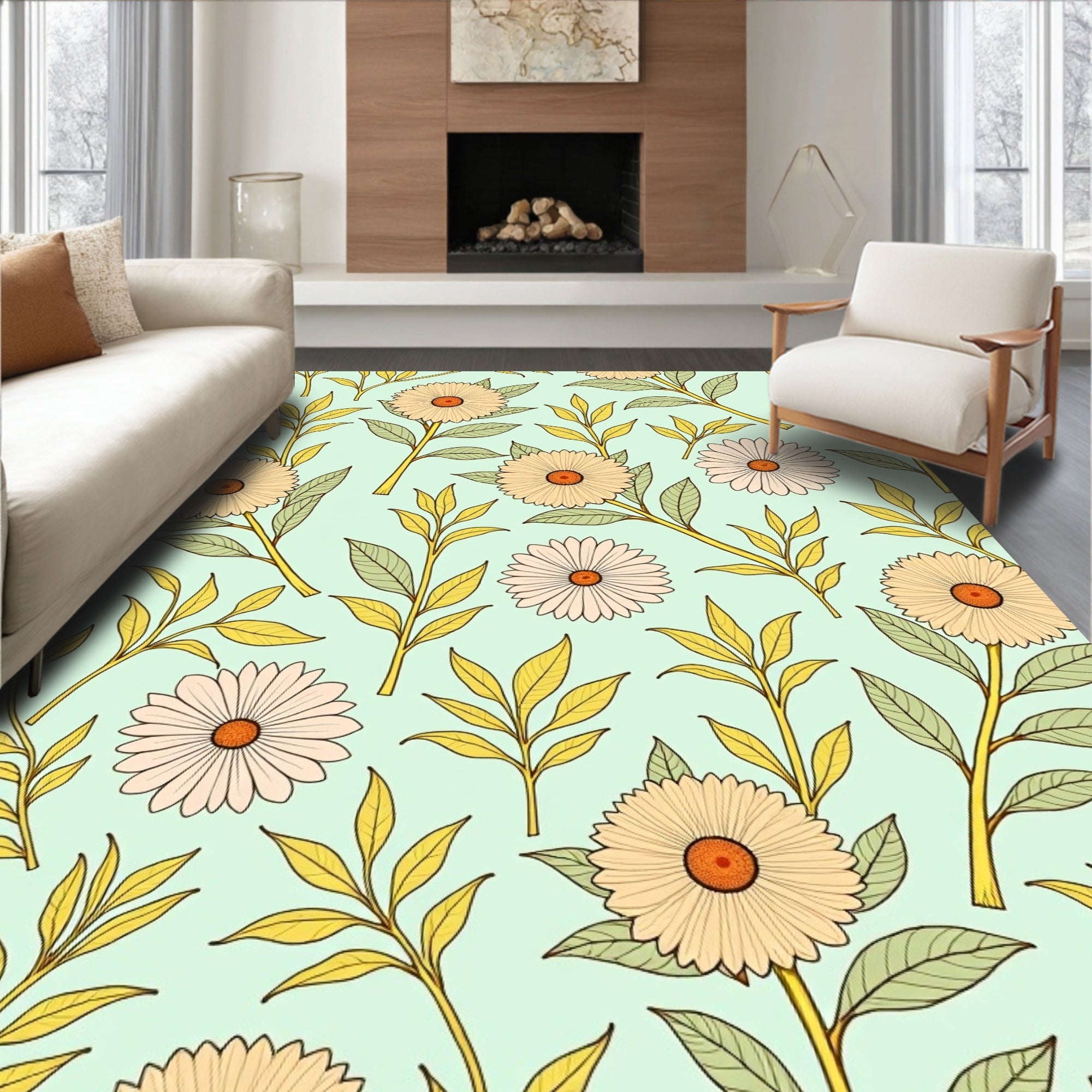Retro Floral Pattern Design Rug