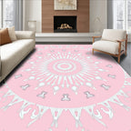 Pink White Floral Mandala Patterned Rug