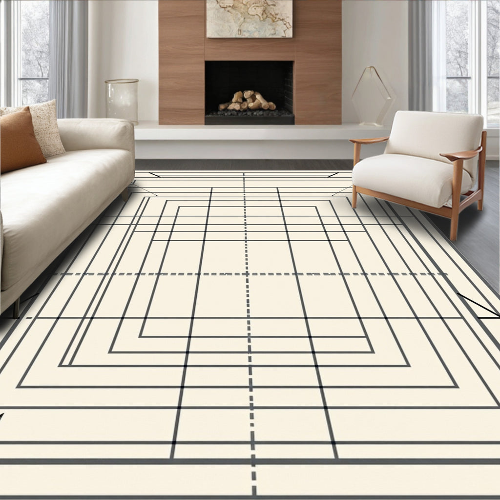 Concentric Squares Graphic Rug