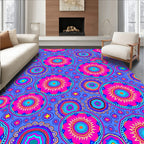 Colorful Circular Floral Pattern Design Rug