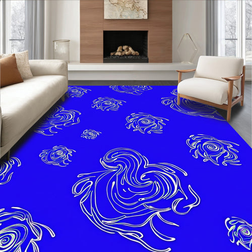Abstract Swirls Cobalt Pattern Rug
