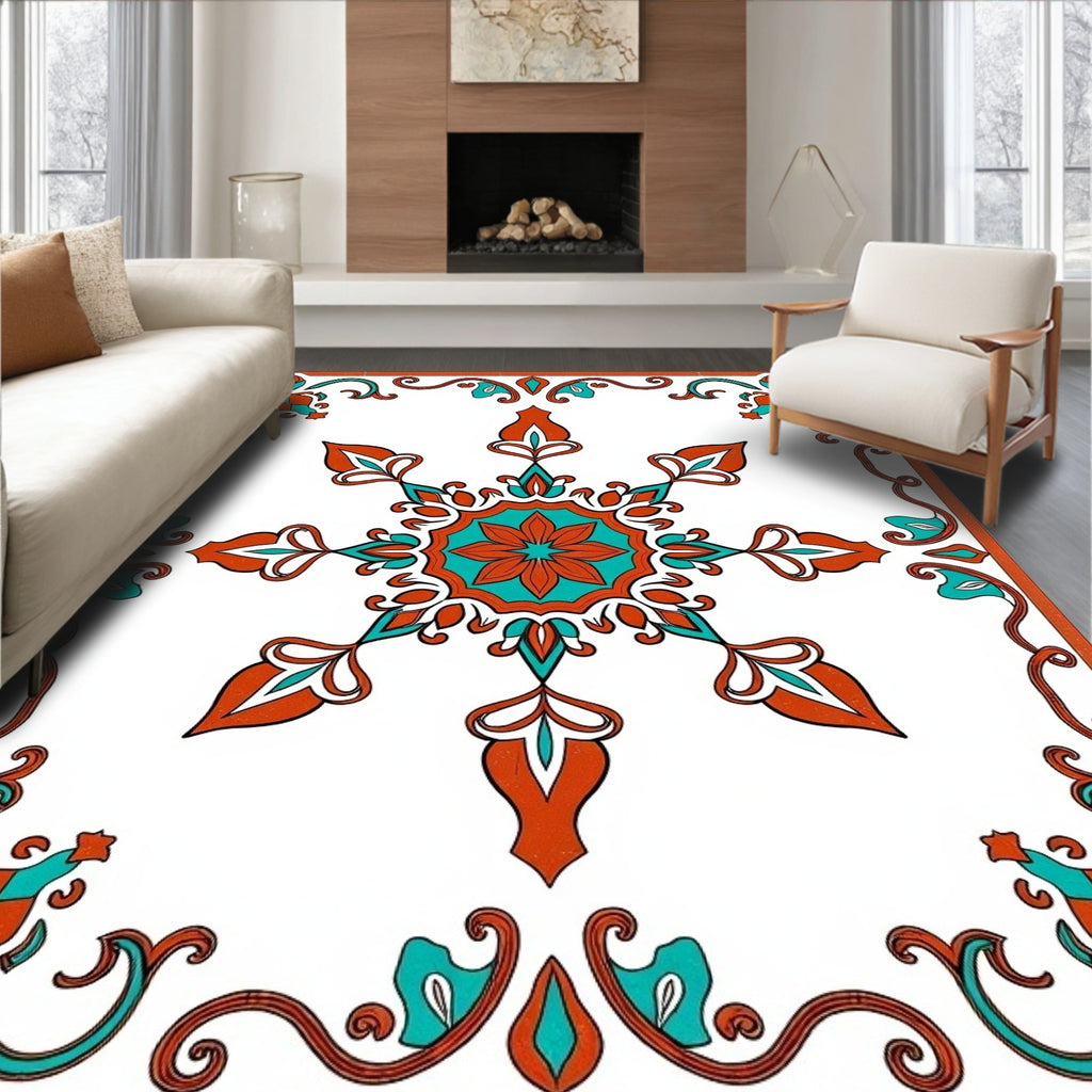 Ornate Floral Medallion Patterned Rug
