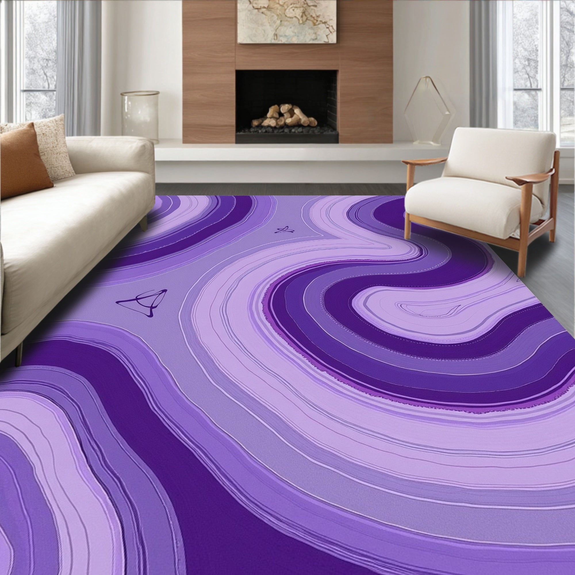 Purple Agate Swirl Modern Pattern Rug