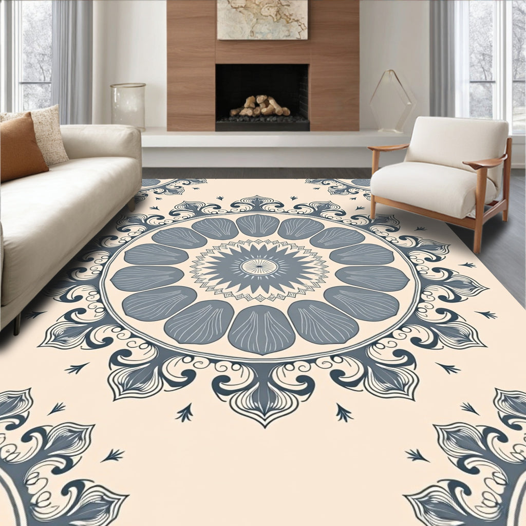 Ornate Floral Mandala Pattern Rug