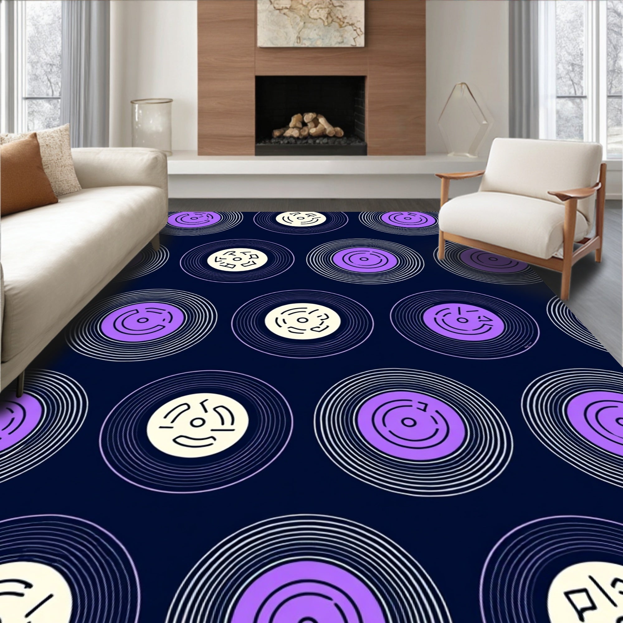 Retro Record Pattern Design Rug