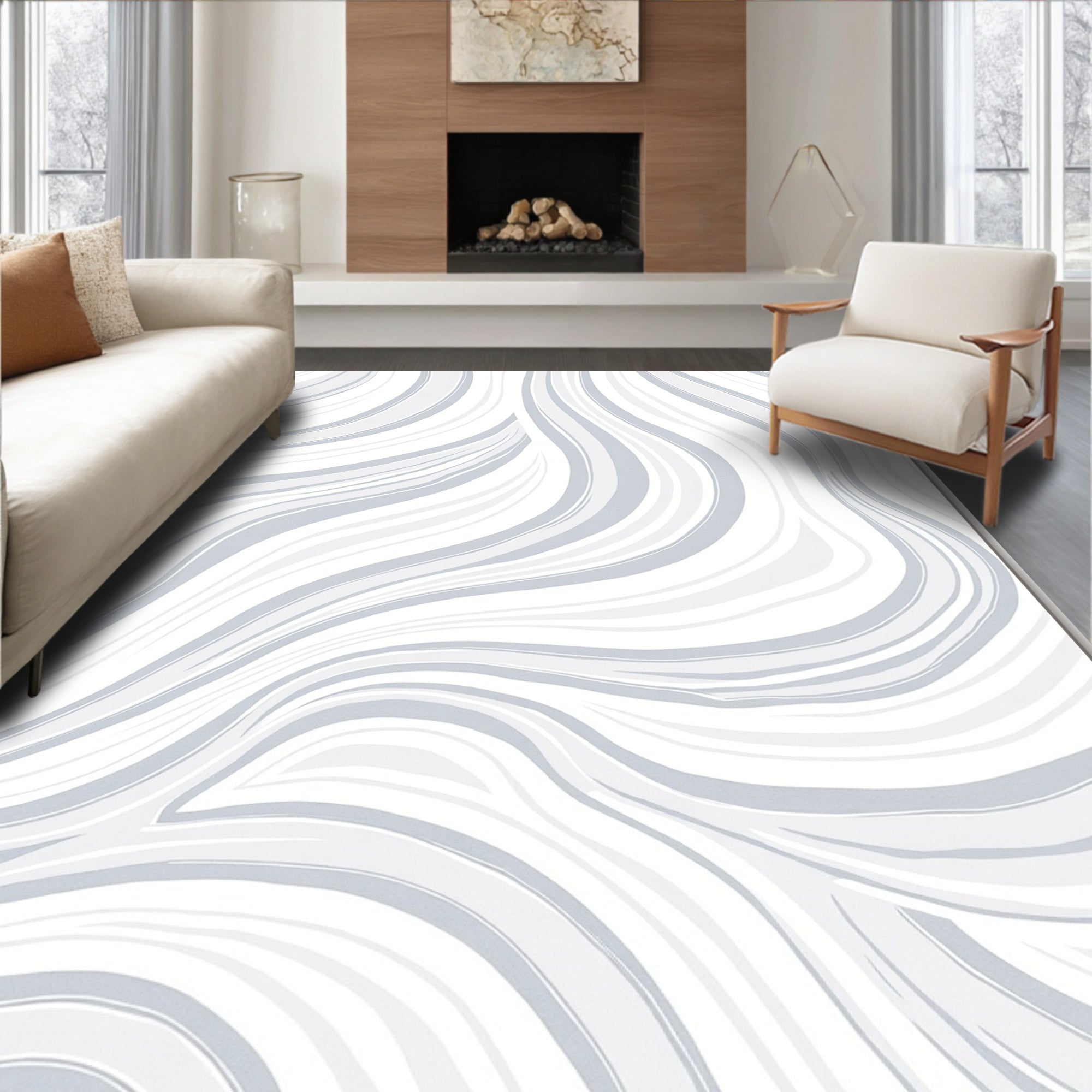 Abstract Swirls Soft Gradient Pattern Rug