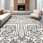 Abstract Maze Lines Pattern Rug