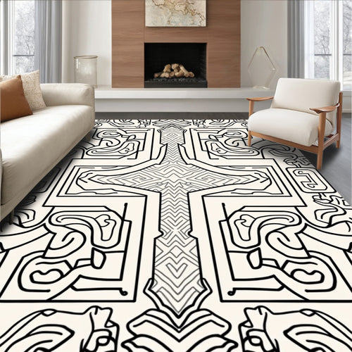 Abstract Maze Lines Pattern Rug