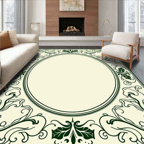 Art Nouveau Floral Oval Border Rug