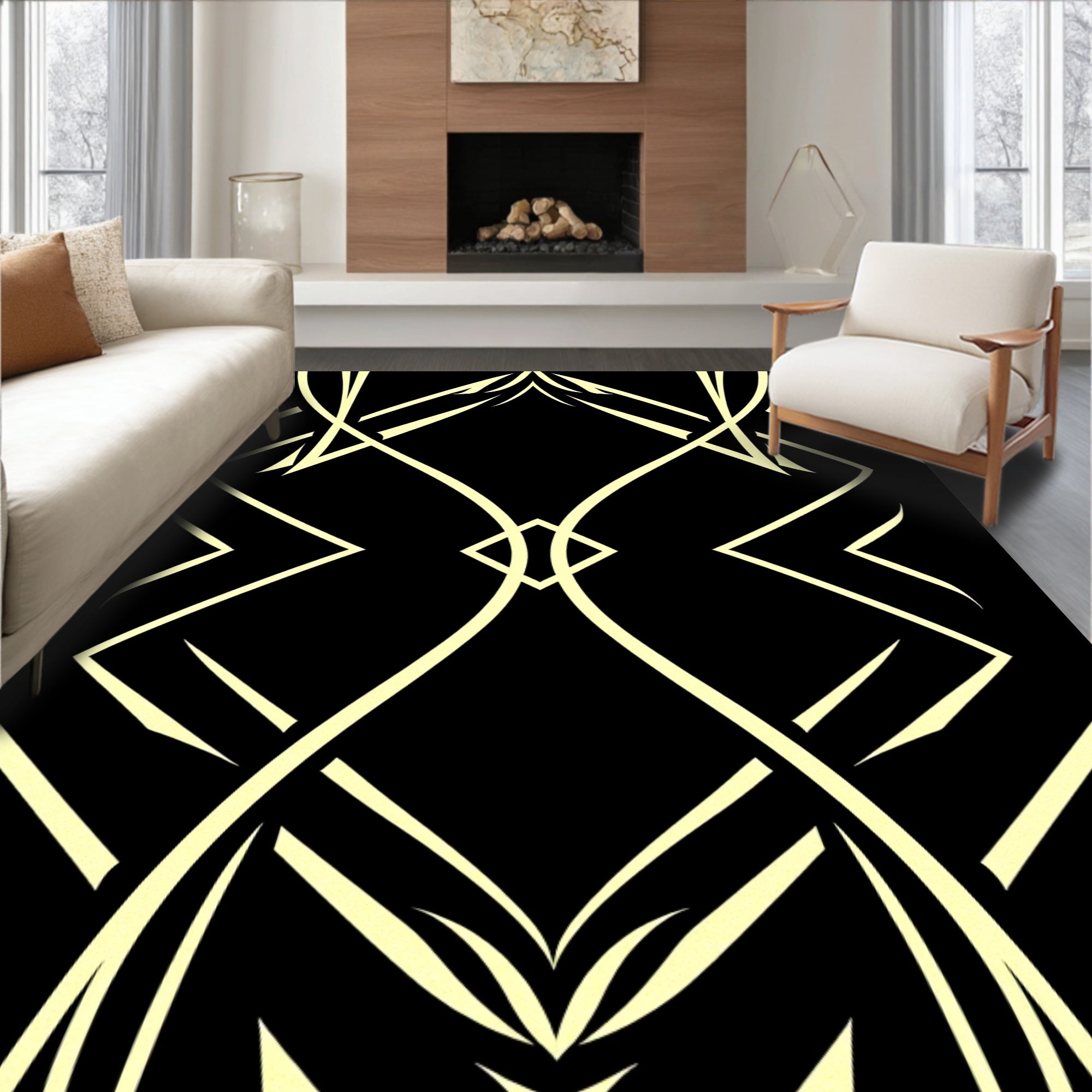 Art Deco Style Geometric Pattern Design Rug