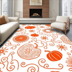 Orange Pumpkin Sunburst Swirl Delight Rug
