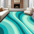 Flowing Aqua Stripe Pattern Rug