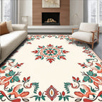 Floral Medallion Symmetry Coral Teal Rug
