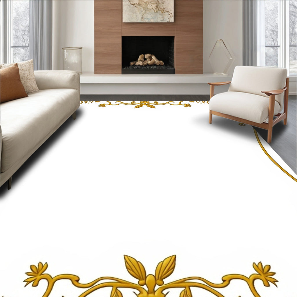 Ornate Gold Scroll Pattern Rug