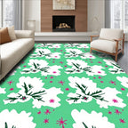 Green White Twig Starburst Rug