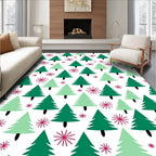 Festive Evergreen Forest Snowflake Rug