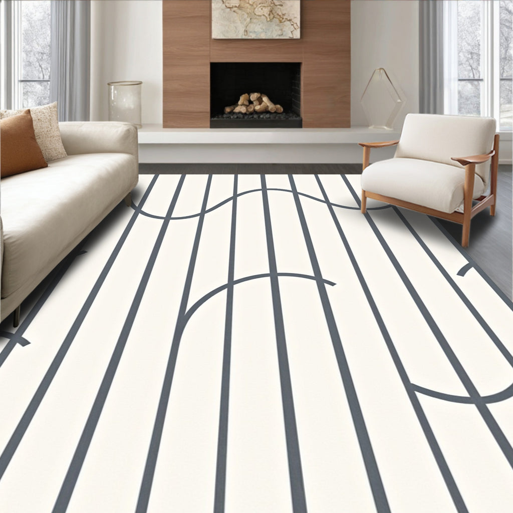 Striking Parallel Lines Curves Pattern Rug
