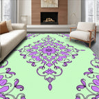 Light Green Lilac Mandala Pattern Rug