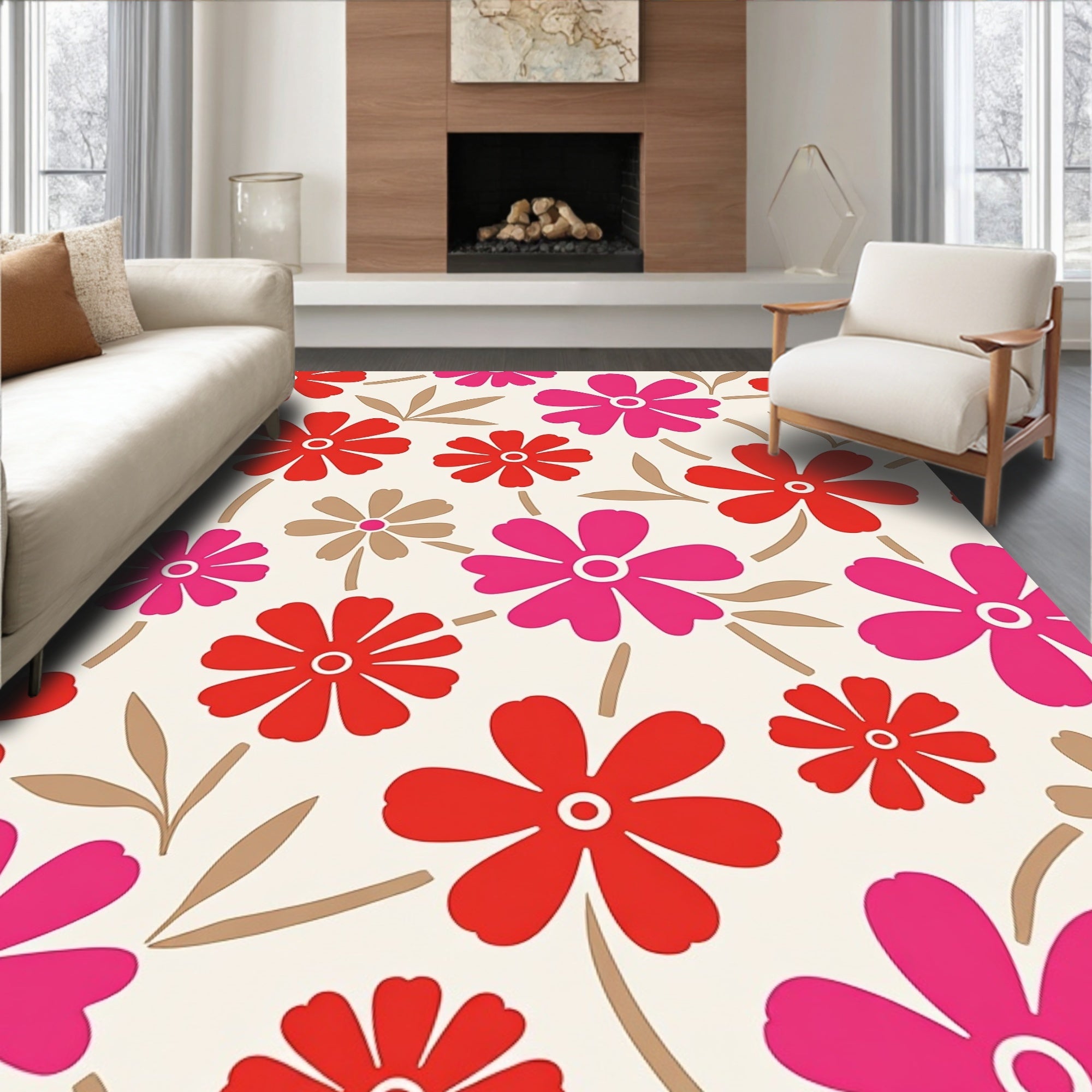 Retro Floral Delight Rug