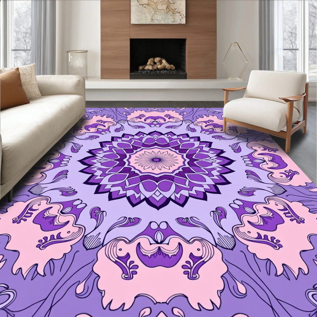 Floral Mandala Symmetry Pattern Rug