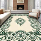 Intricate Floral Scrollwork Cream Rug