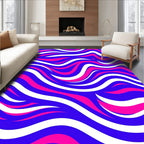 Bold Wavy Blue Pink White Stripe Pattern Rug