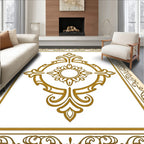 Ornate Golden Center Medallion Border Rug
