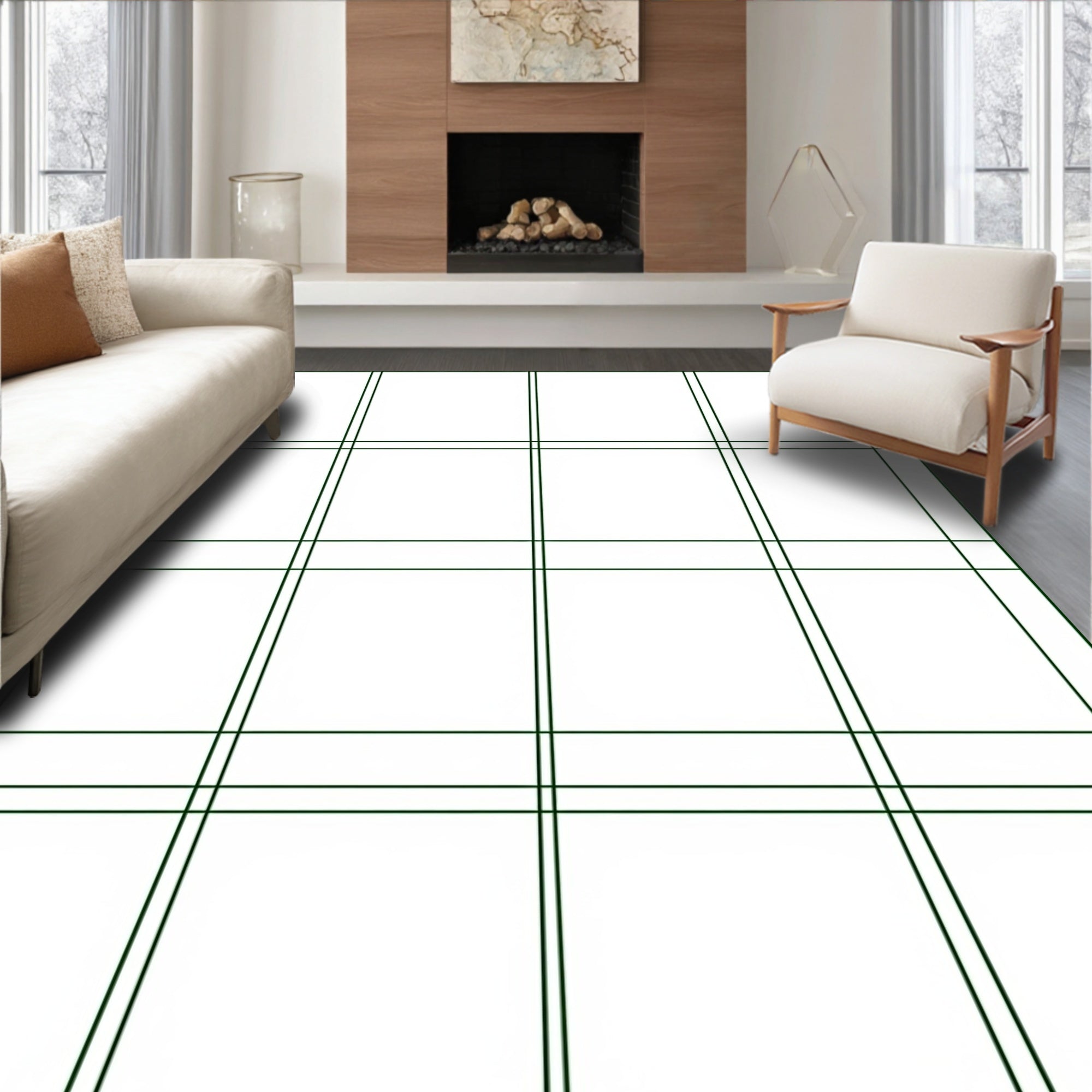 Classic Plaid Grid Pattern Rug