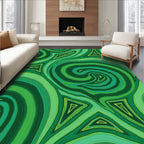 Abstract Swirl Triangles Green Pattern Rug
