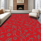 Red Vine Floral Pattern Rug