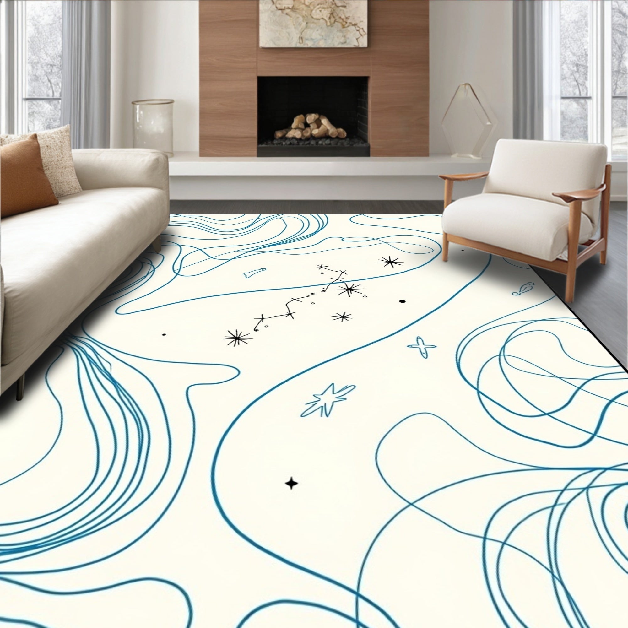 Celestial Swirls Graphic Pattern Design Rug