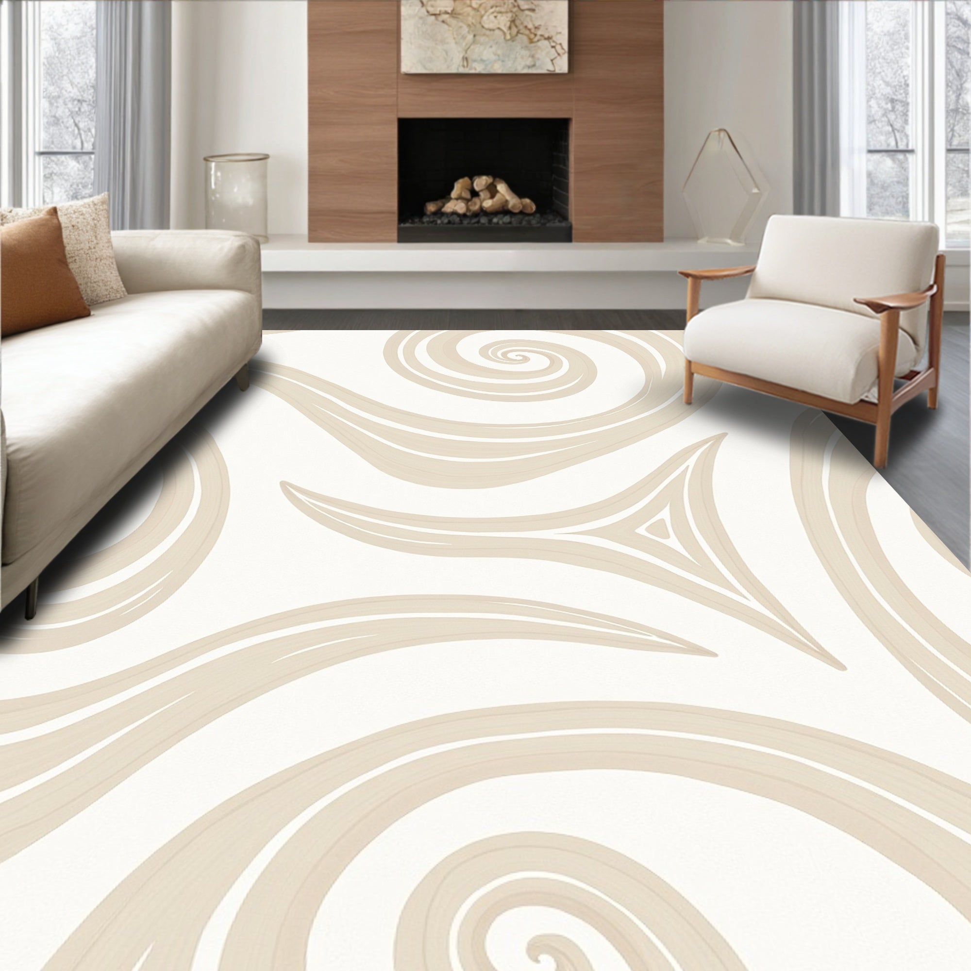 Abstract Swirls Neutral Toned Rug