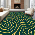 Bold Yellow Wavy Geometric Design Rug
