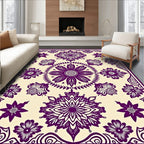 Floral Mandala Patterned Cream Rug