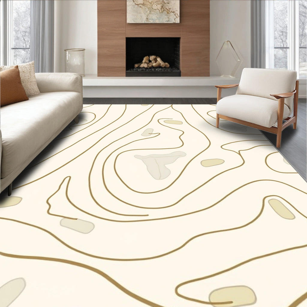 Abstract Organic Wavy Contour Pattern Rug