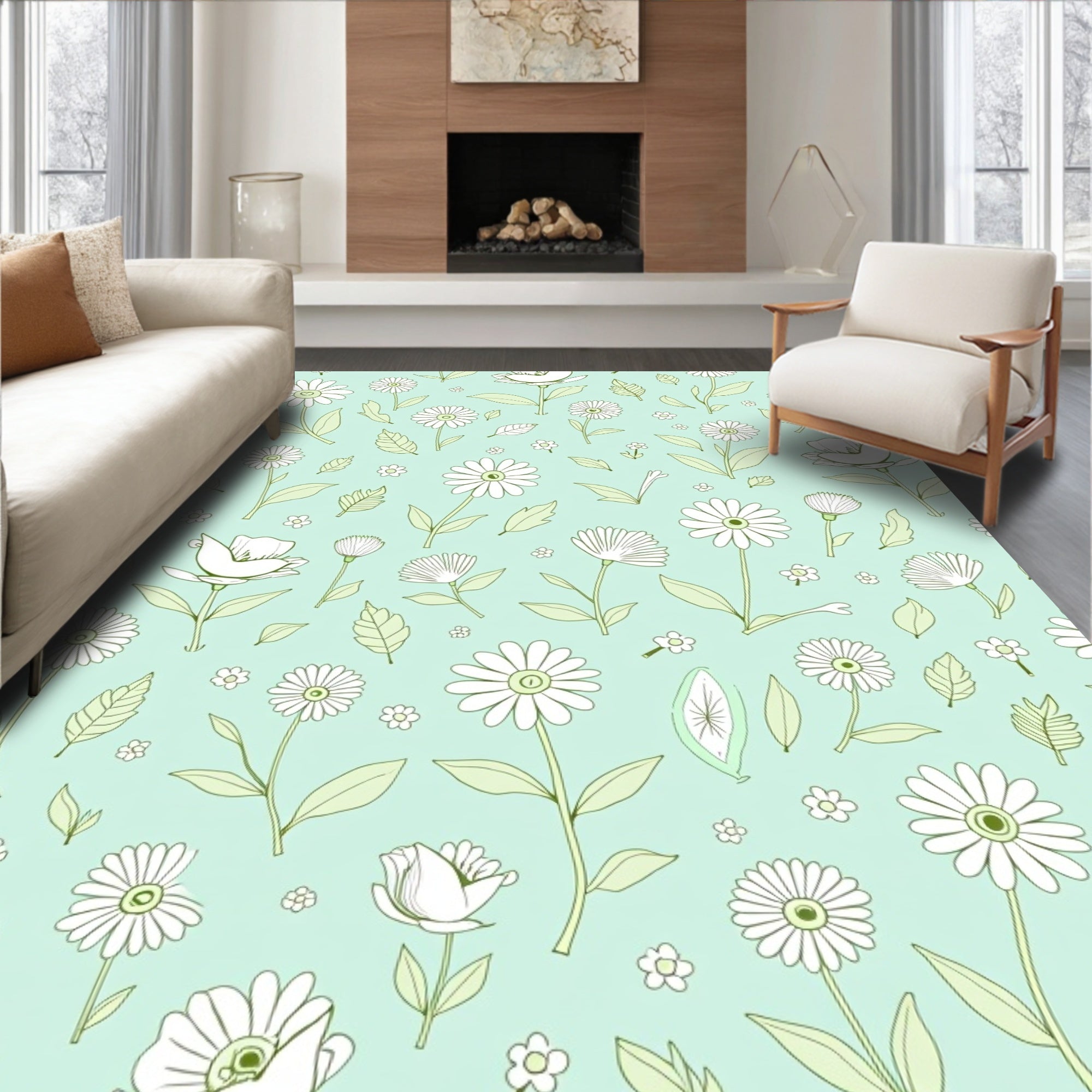 Tender Floral Garden Pattern Rug