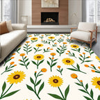 Golden Daisy Floral Pattern Rug