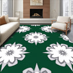 Green Floral Starburst Pattern Rug