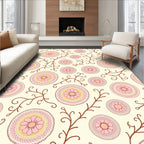 Pink Floral Scrollwork Pattern Design Rug