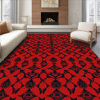 Bold Red Abstract Geometric Print Rug
